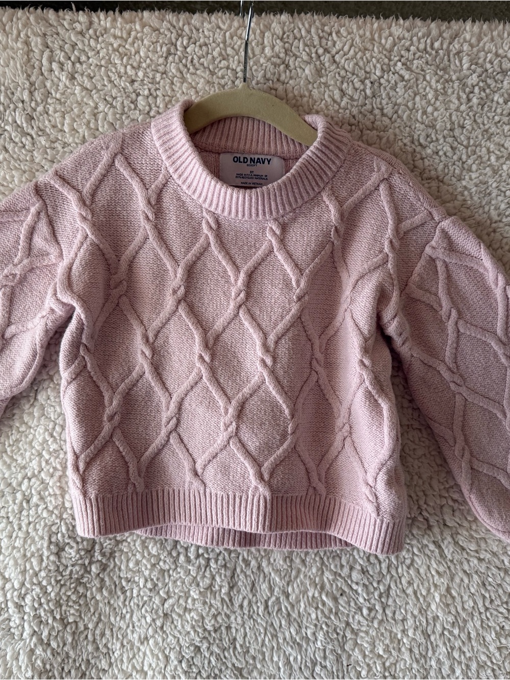 Old Navy Light Pink Cable-Knit Crewneck Sweater